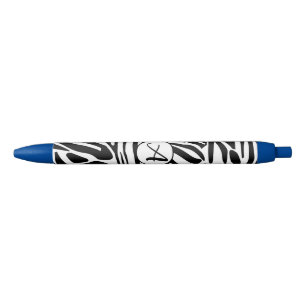 Caneta Preta Padrão de impressão de zebra preto e branco em neg