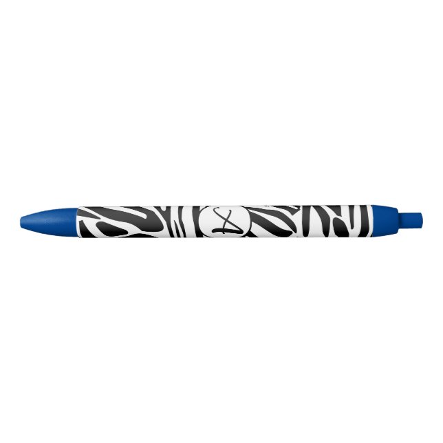 Caneta Preta Padrão de impressão de zebra preto e branco em neg (Frente)