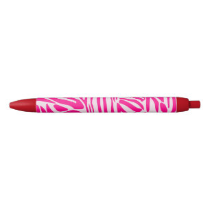 Caneta Preta Padrão de Impressão de Zebra Rosa