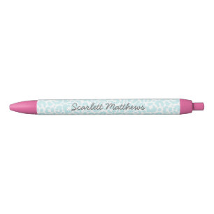 Caneta Preta Padrão de Impressão do Pastel Leopard bonito Nom