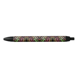 Caneta Preta Padrão de Joias Coloridas Vibração de Vidro Fosco