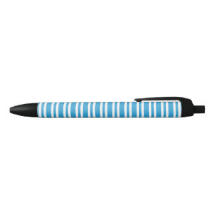 Caneta Preta Padrão de Listras Brancas Azuis