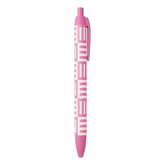Caneta Preta Padrão de listras rosa e branca (parte de inferior (Vertical))