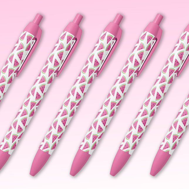 Caneta Preta Padrão de melancia (Pink watermelon pens, perfect for kids, home office or party favors.)