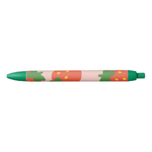 Caneta Preta Padrão de morango fofo