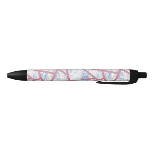 Caneta Preta Padrão de mosaico rosa e azul