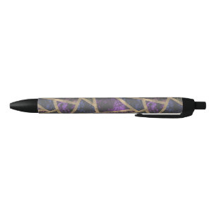 Caneta Preta Padrão de mosaico roxo e ouro