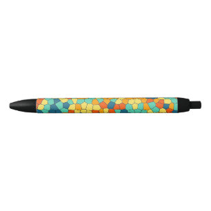 Caneta Preta Padrão de mosaico vibrante