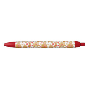 Caneta Preta Padrão de Natal - Árvore do Pai Natal Rudolph Sn