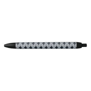 Caneta Preta Padrão de ondas Seigaiha marinho azul e branco