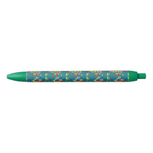 Caneta Preta Padrão de pontos coloridos