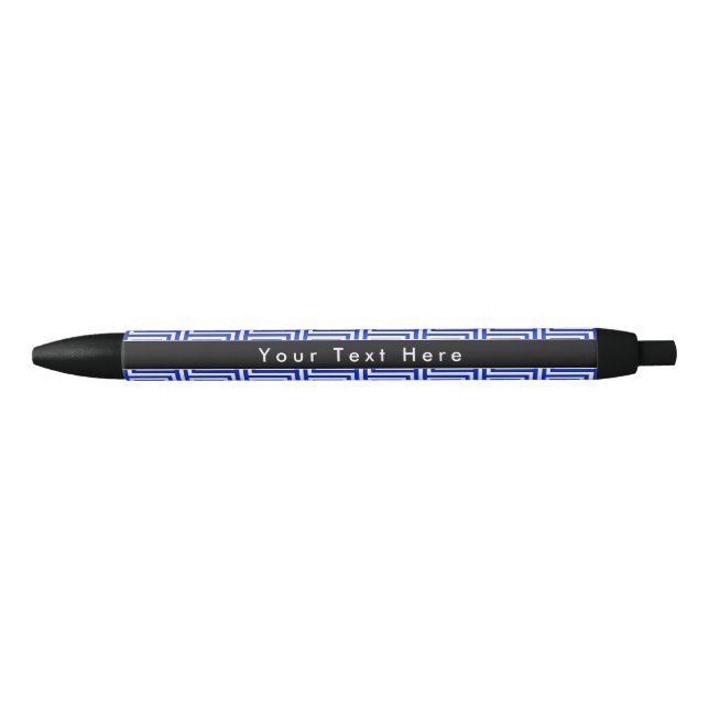 Caneta Preta Padrão de Praças da Chave Meandro Grega Azul (Frente)