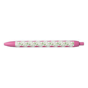 Caneta Preta Padrão de repetição floral/rosa