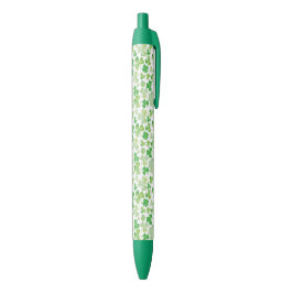 Caneta Preta Padrão de Shamrock de Aquarela Verde do Dia de São