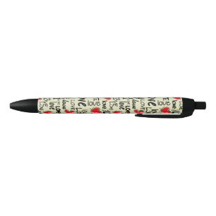 Caneta Preta Padrão de Tipografia Amor Grunge Y2K