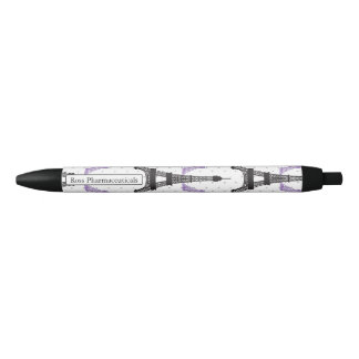 Caneta Preta Padrão de torre Eiffel em chic roxo monograma
