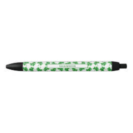 Caneta Preta Padrão de Trevo Irlandês Verde Gradiente
