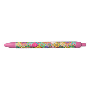 Caneta Preta Padrão decorativo sem costura colorido