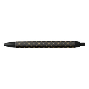 Caneta Preta Padrão Dourado de luxo em fundo preto