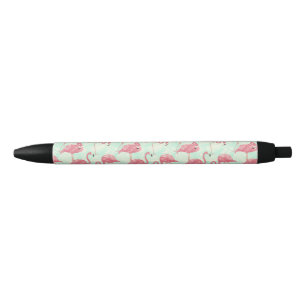 Caneta Preta Padrão Flamingo Pink Elegante de Chic