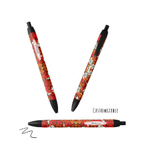 Caneta Preta Padrão floral