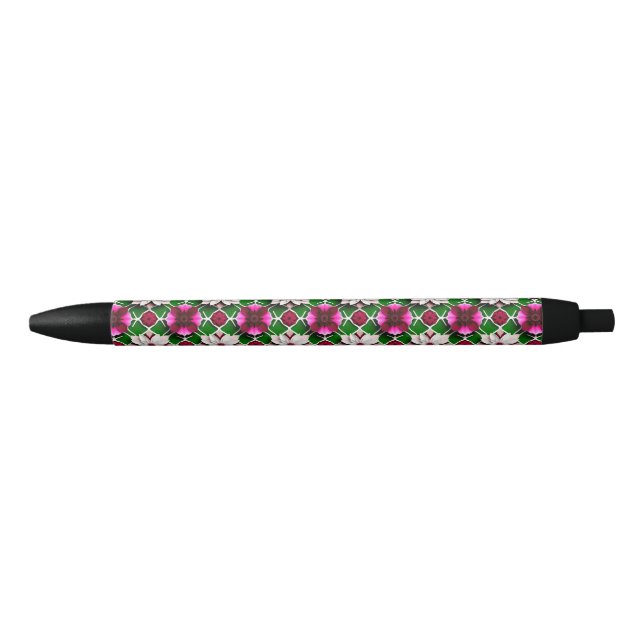 Caneta Preta Padrão Floral com Flores Coloridas (Frente)