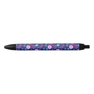 Caneta Preta Padrão floral fofo de fundo