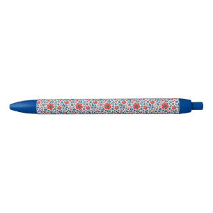 Caneta Preta Padrão floral temático EUA/americano