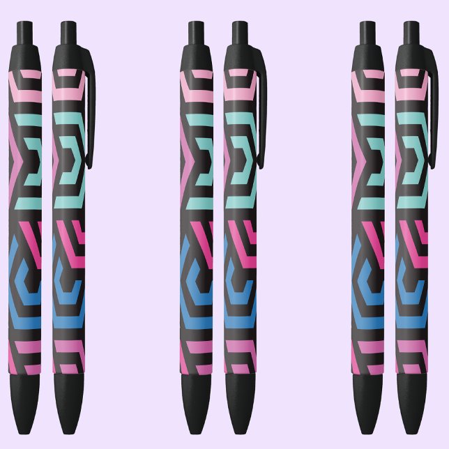 Caneta Preta Padrão Geométrico do Hexágono (Criador carregado)