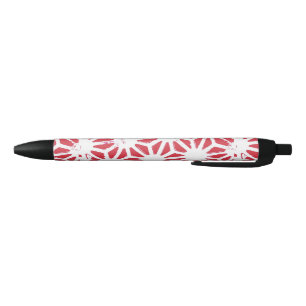 Caneta Preta Padrão geométrico vermelho