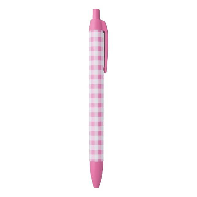 Caneta Preta Padrão Gingham Verificado - Branco Rosa (parte de inferior (Vertical))