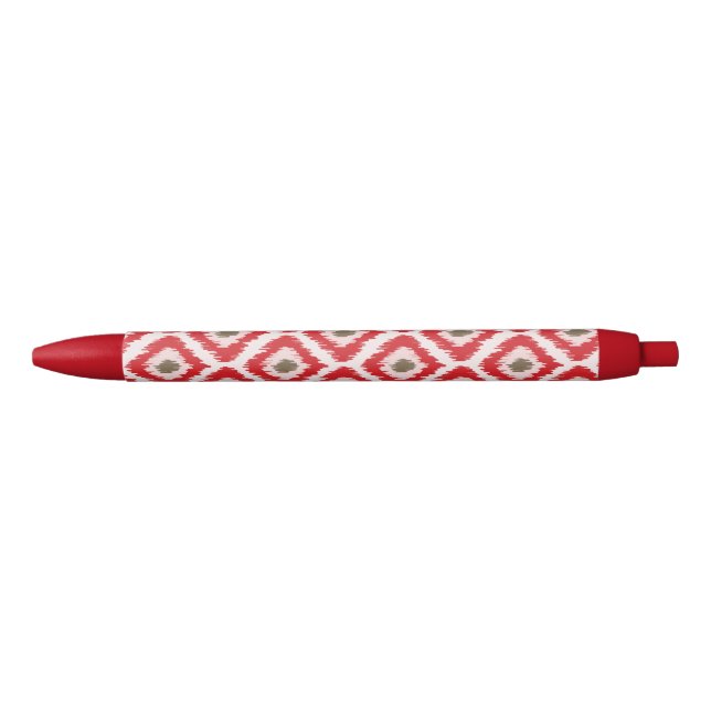 Caneta Preta Padrão Ikat Vermelho e Marrom (Frente)