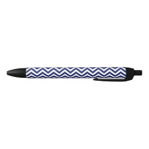 Caneta Preta Padrão marinho Azul e Branco Grande Chevron ZigZag