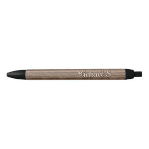 Caneta Preta Padrão Personalizado de Aparência de Madeira Vinta