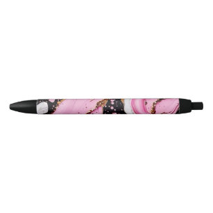 Caneta Preta Padrão Preto Rosa Minimalista Sem Costura Brilhant