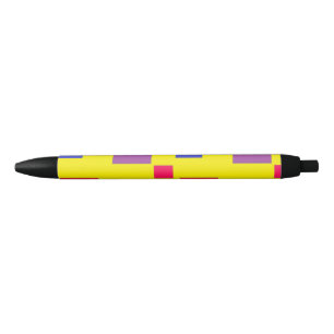 Caneta Preta Padrão quadrado em amarelo