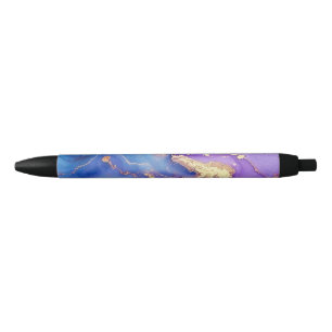 Caneta Preta Padrão Roxo Azul Minimalista Sem Costura Brilhante