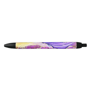 Caneta Preta Padrão Roxo e Azul Minimalista Sem Emendas com Bri