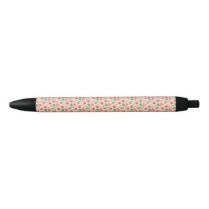 Caneta Preta Padrão Tropical de Verão Flamingo Rosa