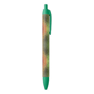 Caneta Preta Padrão Vermelho Verde e Dourado