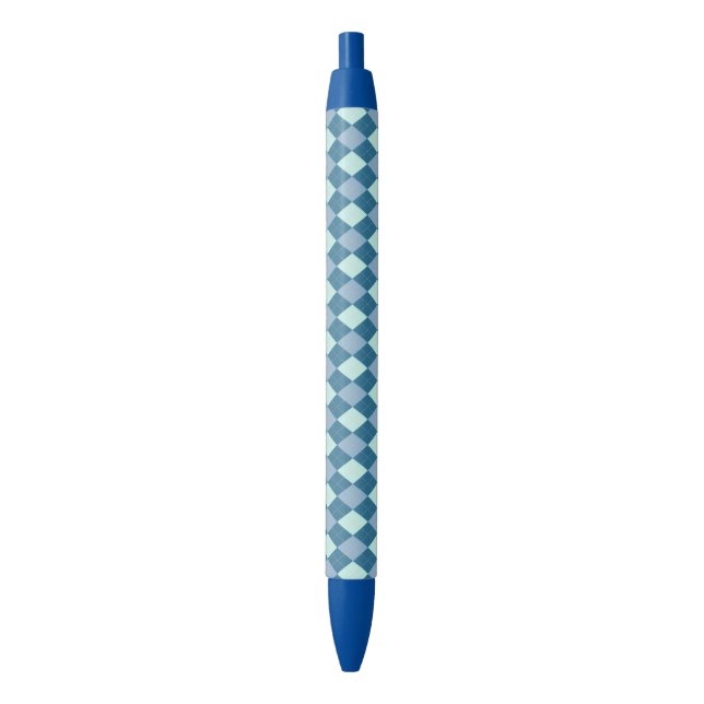 Caneta Preta Padrão Vintage Argyle Azul (Frente Vertical)