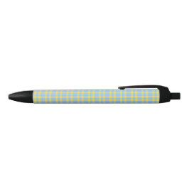 Caneta Preta Padrão Xadrez Azul Amarelo
