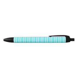 Caneta Preta Padrão Xadrez Azul Branco