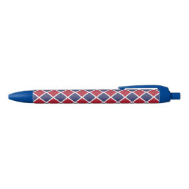 Caneta Preta Padrão Xadrez Diamante Arlequim Vermelho Azul Bran