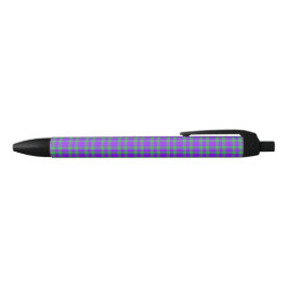 Caneta Preta Padrão Xadrez Verde Roxo