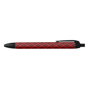Caneta Preta Padrão Xadrez Vermelho Preto