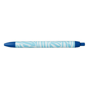 Caneta Preta Padrão Zebra Azul