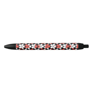 Caneta Preta Padrões de flores brancas, brancas e cegas