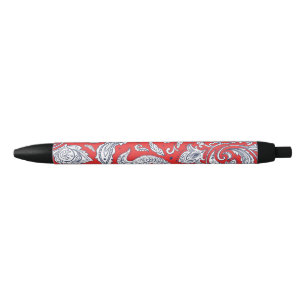 Caneta Preta padrões de flores vermelhas