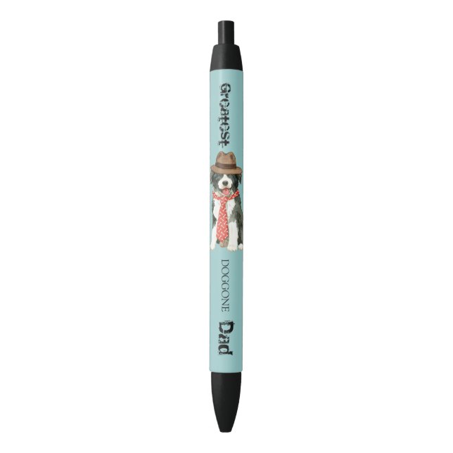 Caneta Preta Pai de Borda Collie (Frente Vertical)